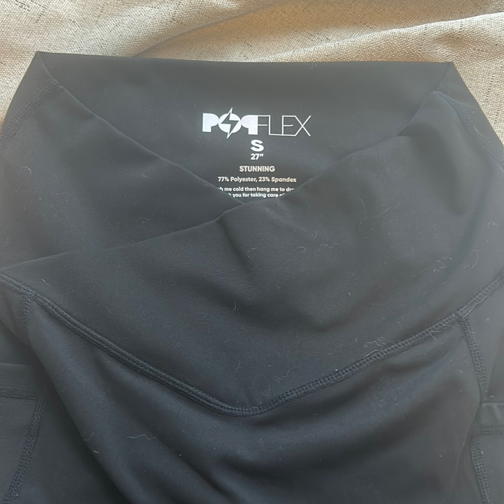 Popflex Black Cross Waist Legging with Pockets Size Small